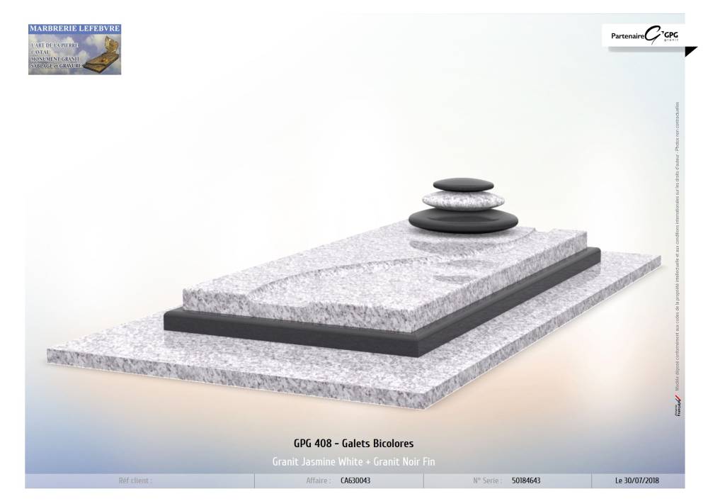 Monument GPG 408 - Galets Bicolores en Granit Jasmine White